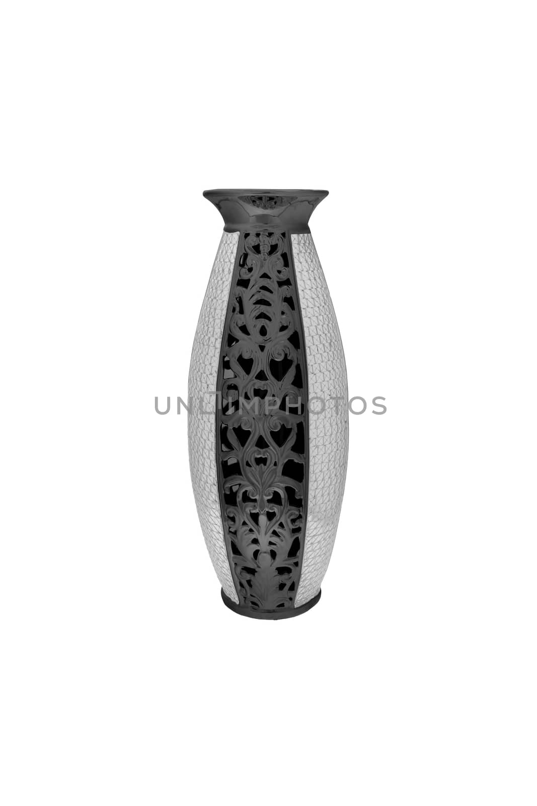 Elegant Metal vase isolated on a white background (glass, empty, vase)