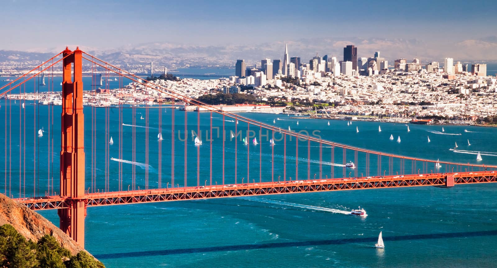 San Francisco Panorama w the Golden Gate bridge by hanusst