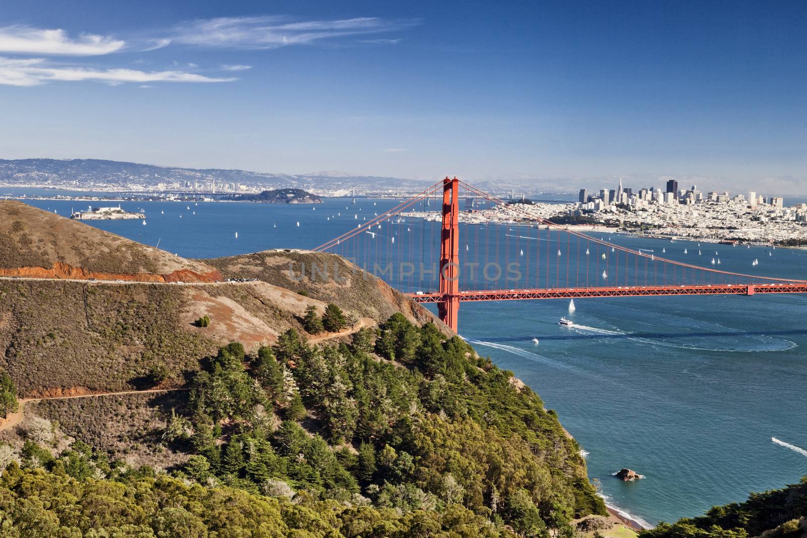 San Francisco With Golden Gate bridge and Alcatraz