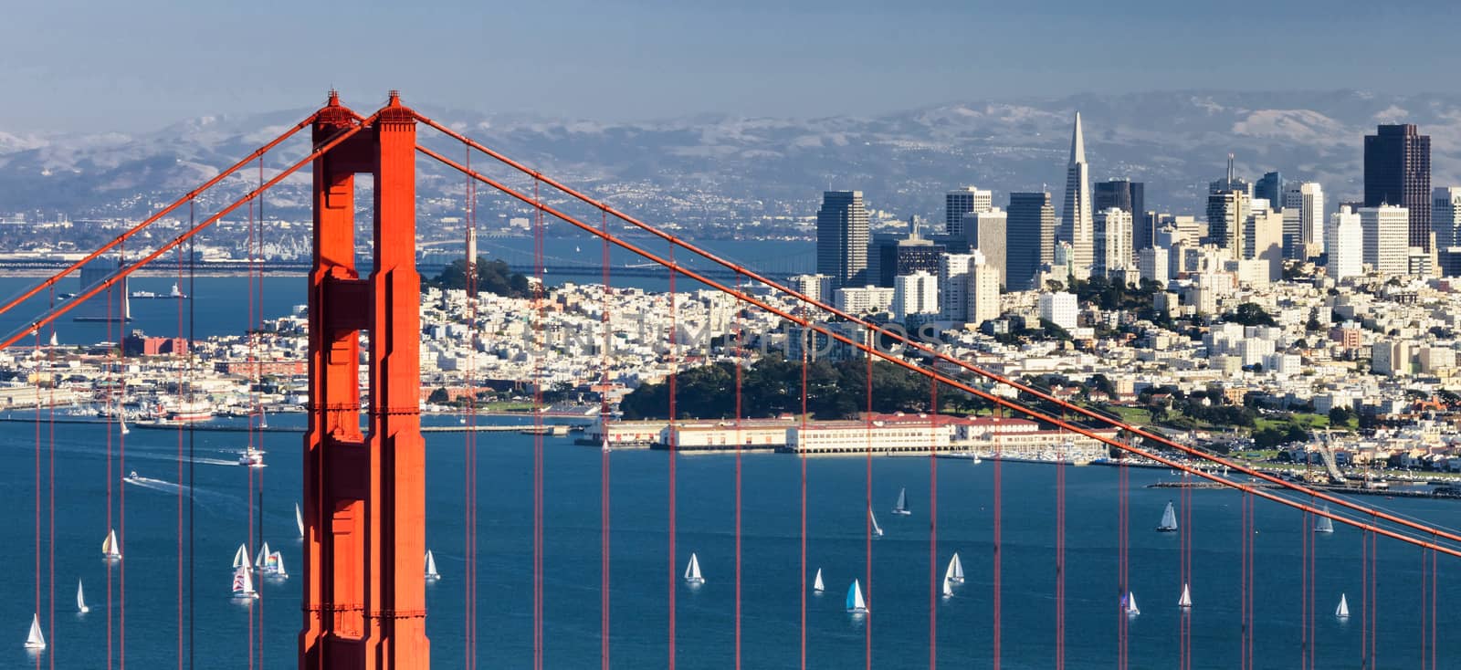 San Francisco Panorama w the Golden Gate bridge by hanusst