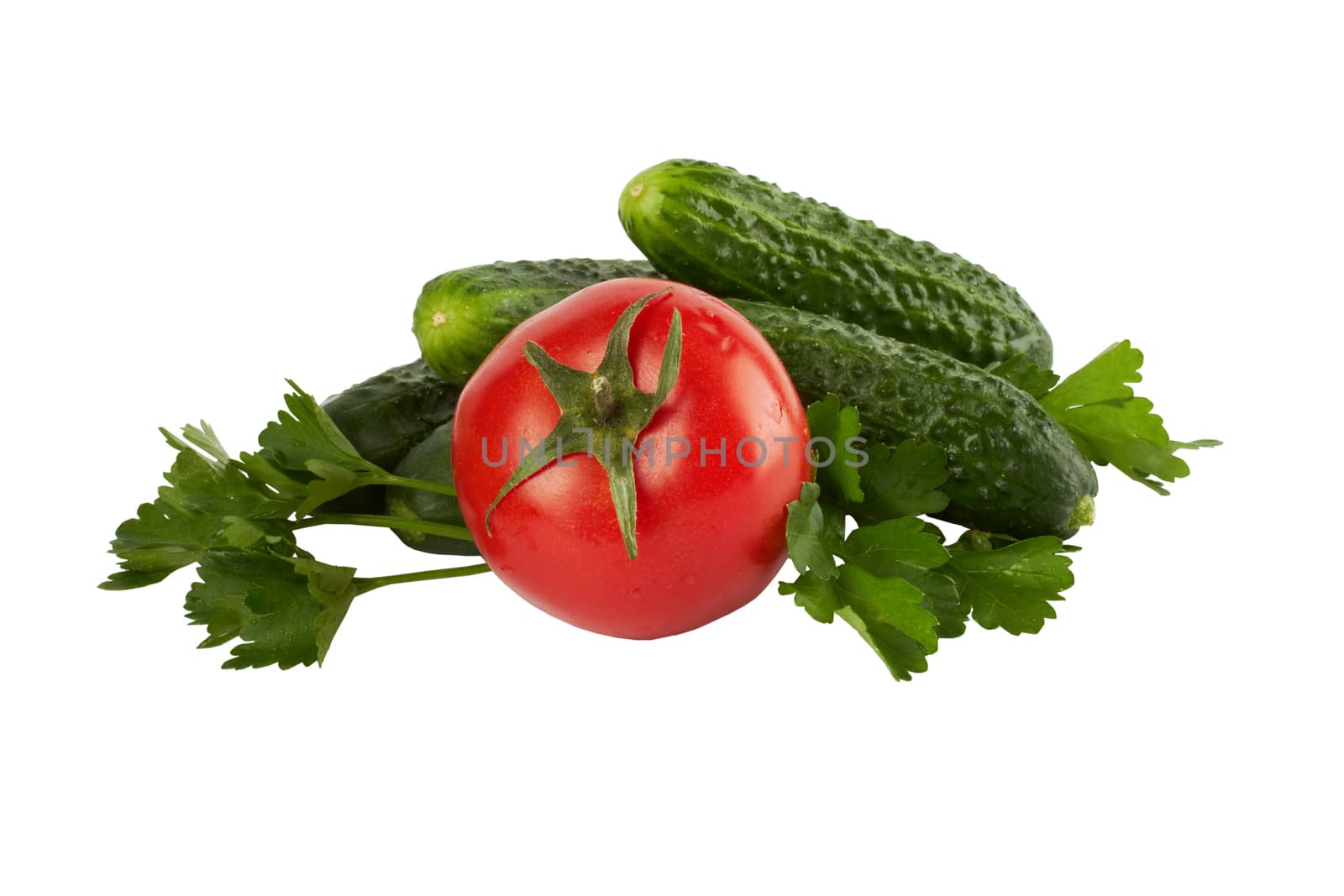 fresh vegetables and greenage isolated on white background 