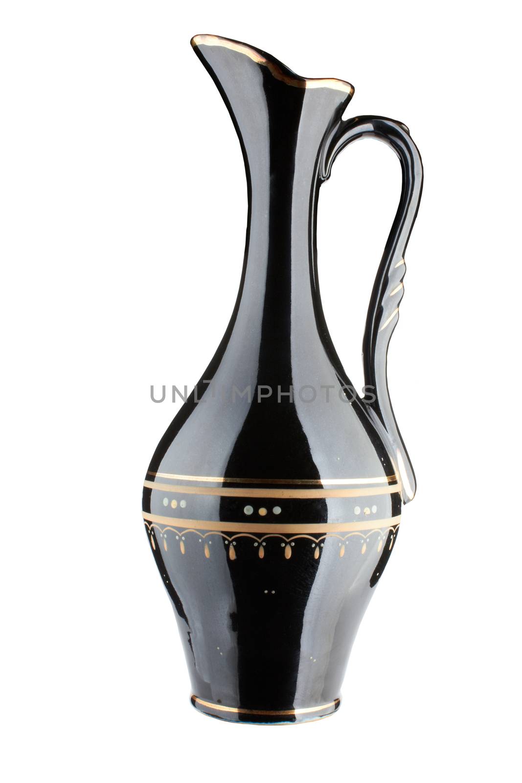 Old art deco vase isolated on white background 