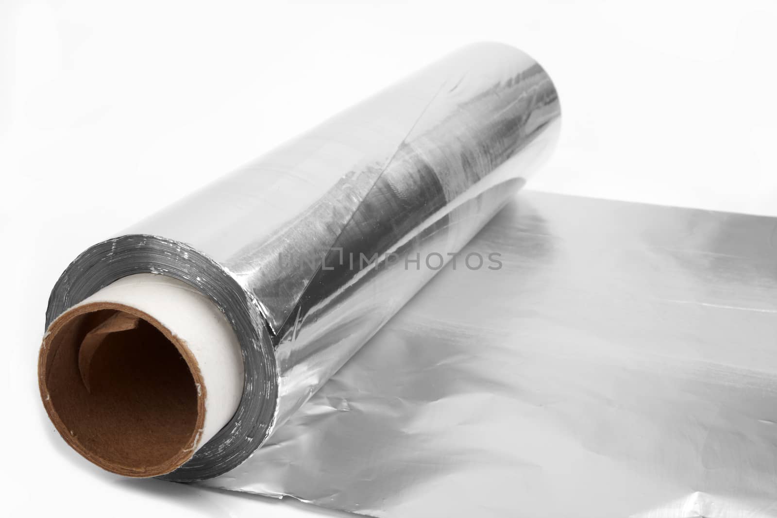 close up of an aluminum foil on white background