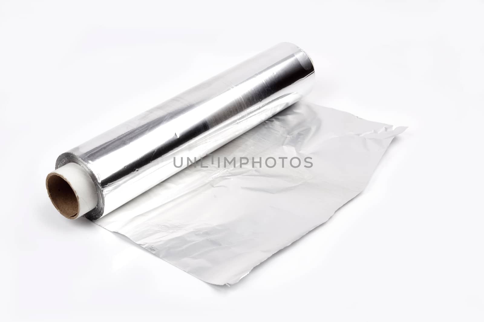 close up of an aluminum foil on white background