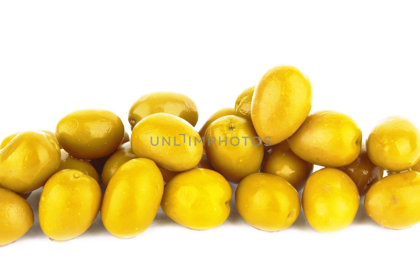 green olives isolated on a white background 