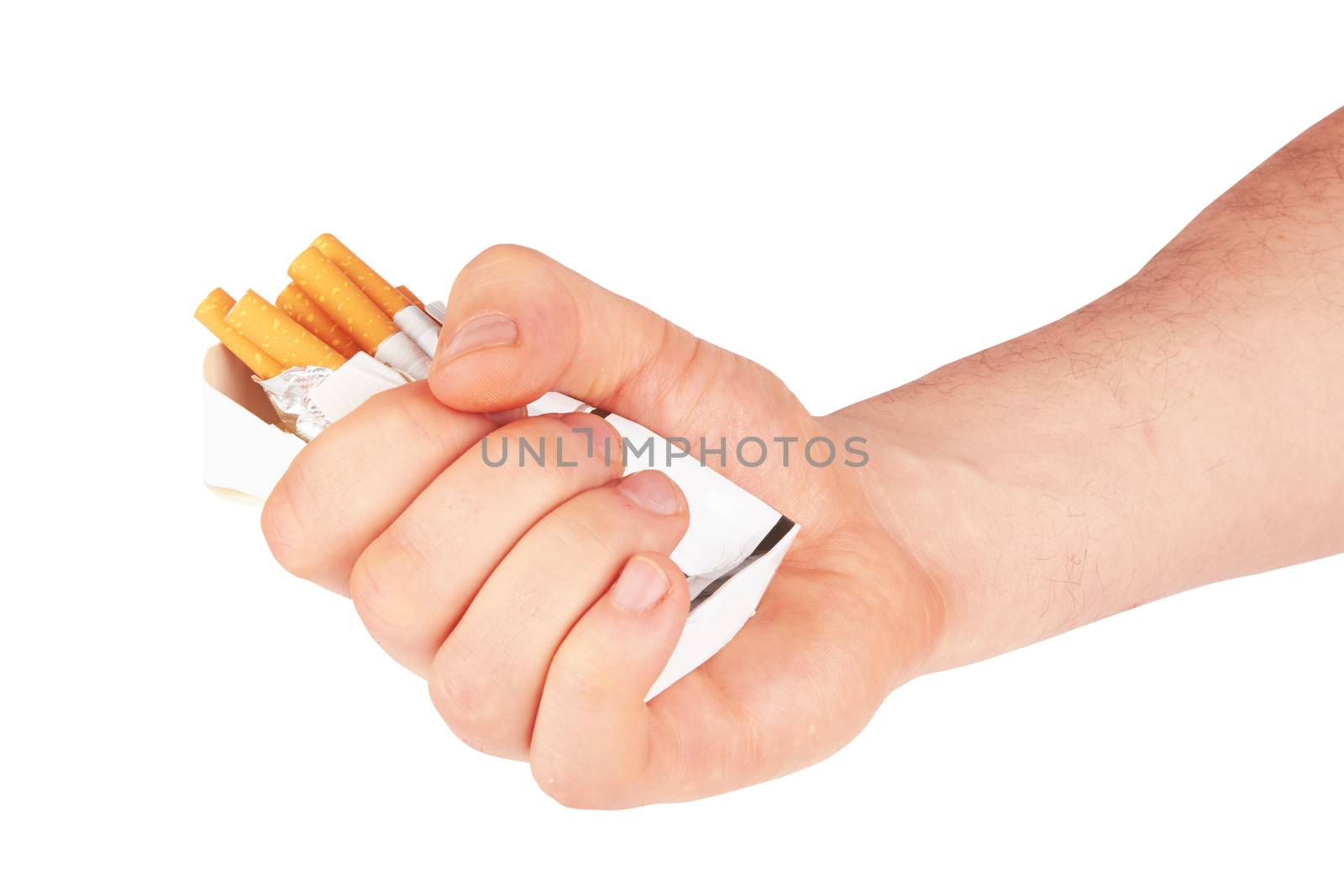 stop smoking fist with crushed pack of cigarettes 