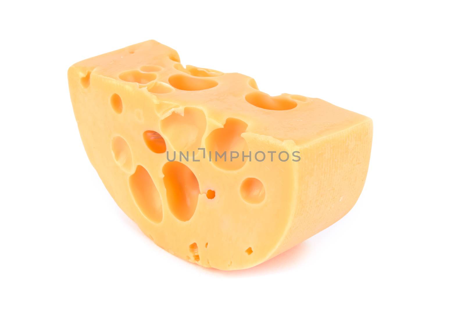 Piece of cheese isolated on white background