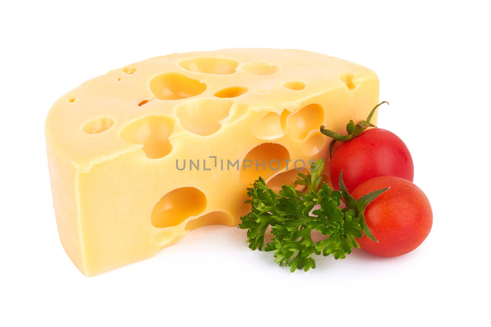 Piece of cheese isolated on white background 