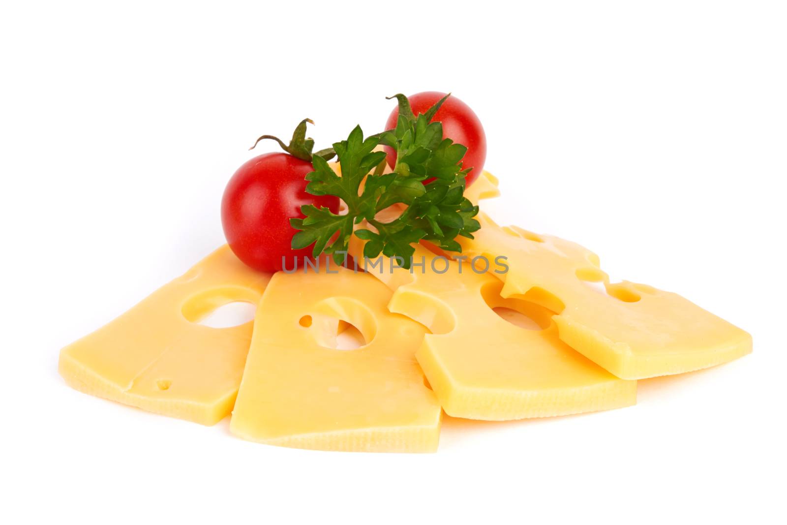 cheese pieces isolated on a white background 
