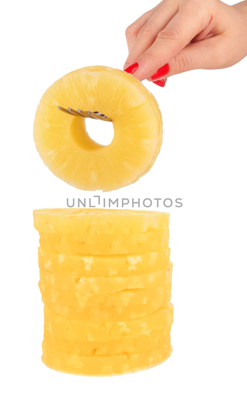 Pineapple rings isolated on a white background 