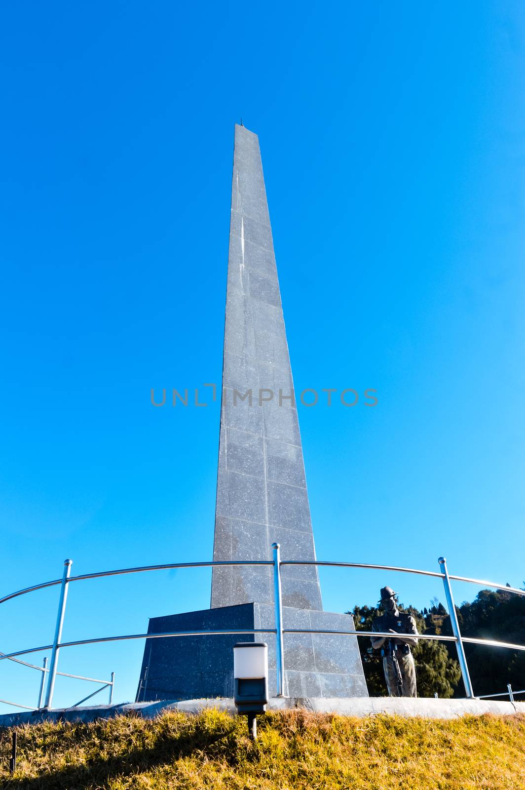 Batasia Loop, Darjeeling, 2 Jan 2019: View of Batasia loop war memorial, The famous Gorkha war memorial in Ghum, Darjeeling India. Place opened in1995 to commemorate soldiers of Indian independence