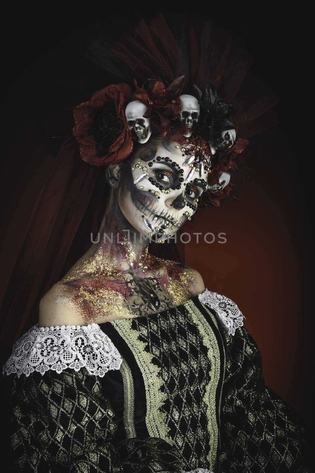 Young girl in the image of Santa Muerte by Multipedia