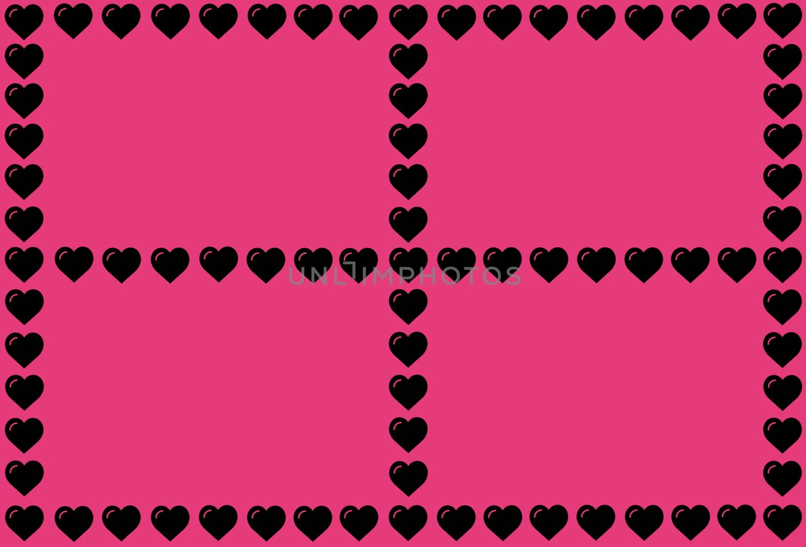 Black Heart Shape on Pink Background. Hearts Dot Design. Can be used for Articles, Printing, Illustration purpose, background, website, businesses, presentations, Product Promotions etc.