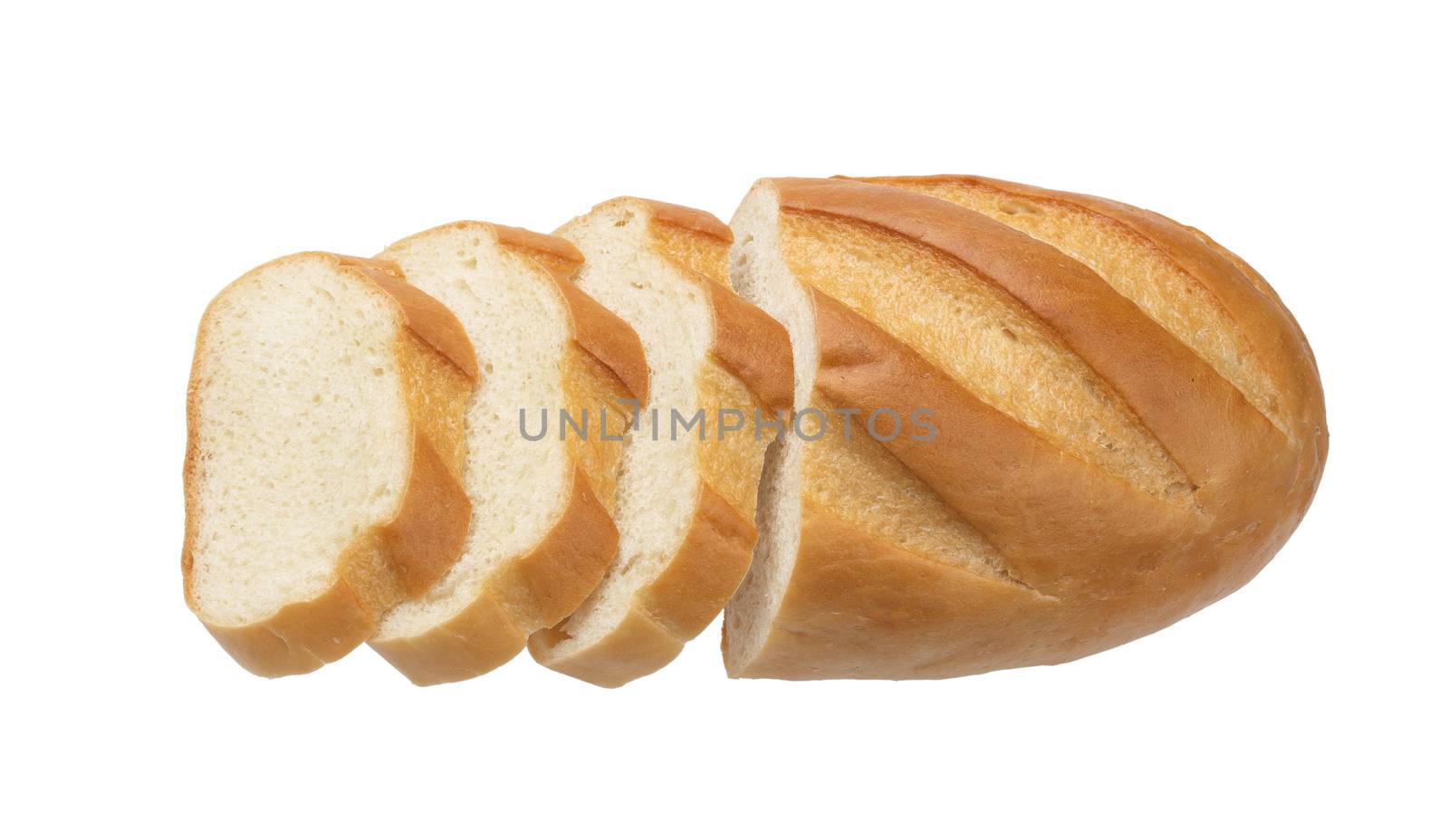 Sliced bread isolated on white background with clipping path