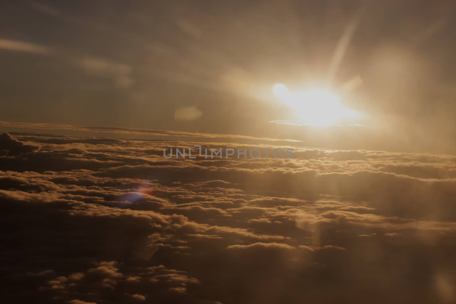 Early morning ornage color sunrise above cloudy sky