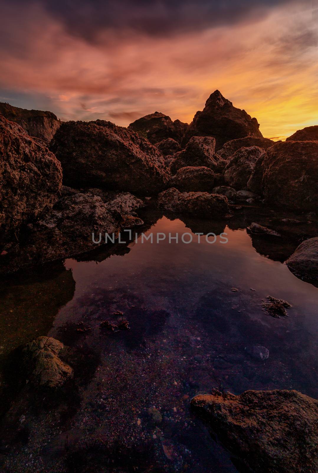 Sunset at a Rocky Pacific Northwest Beach by backyard_photography