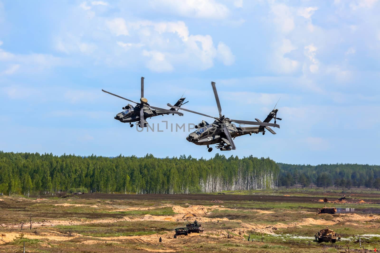 UH-60 Blackhawk and Apache. International Military Training "Saber Strike 2017", Adazi, Latvia, from 3 to 15 June 2017. US Army Europe-led annual International military exercise Saber Strike Field Training Exercise in Latvia.