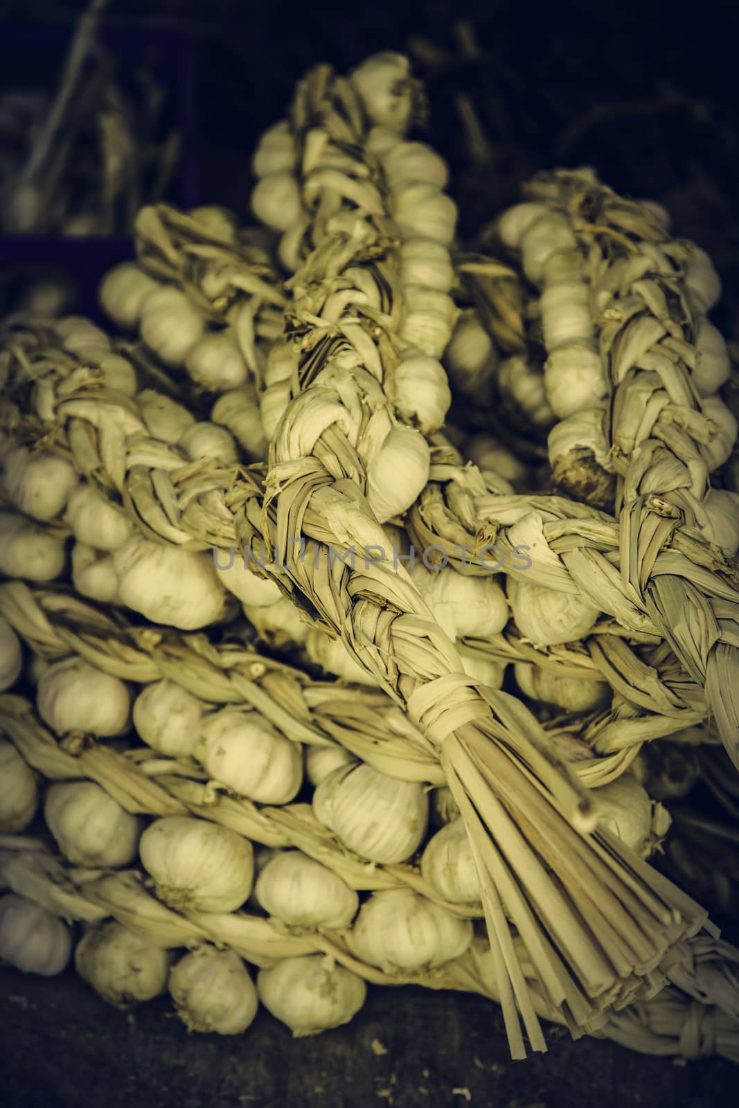 Dry garlic to eat, detail of cooking seasoning, ingredient