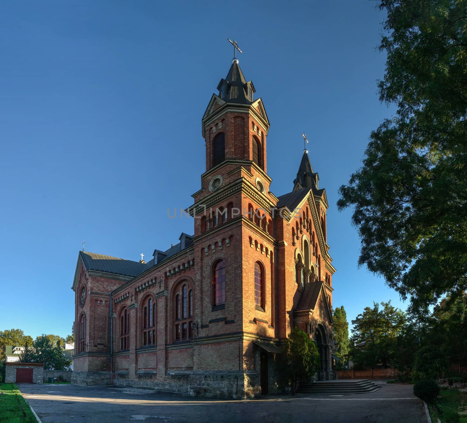 Nikolaev, Ukraine - 10.06.2018.  Catholic church of St. Joseph in Nikolaev, in a sunny day