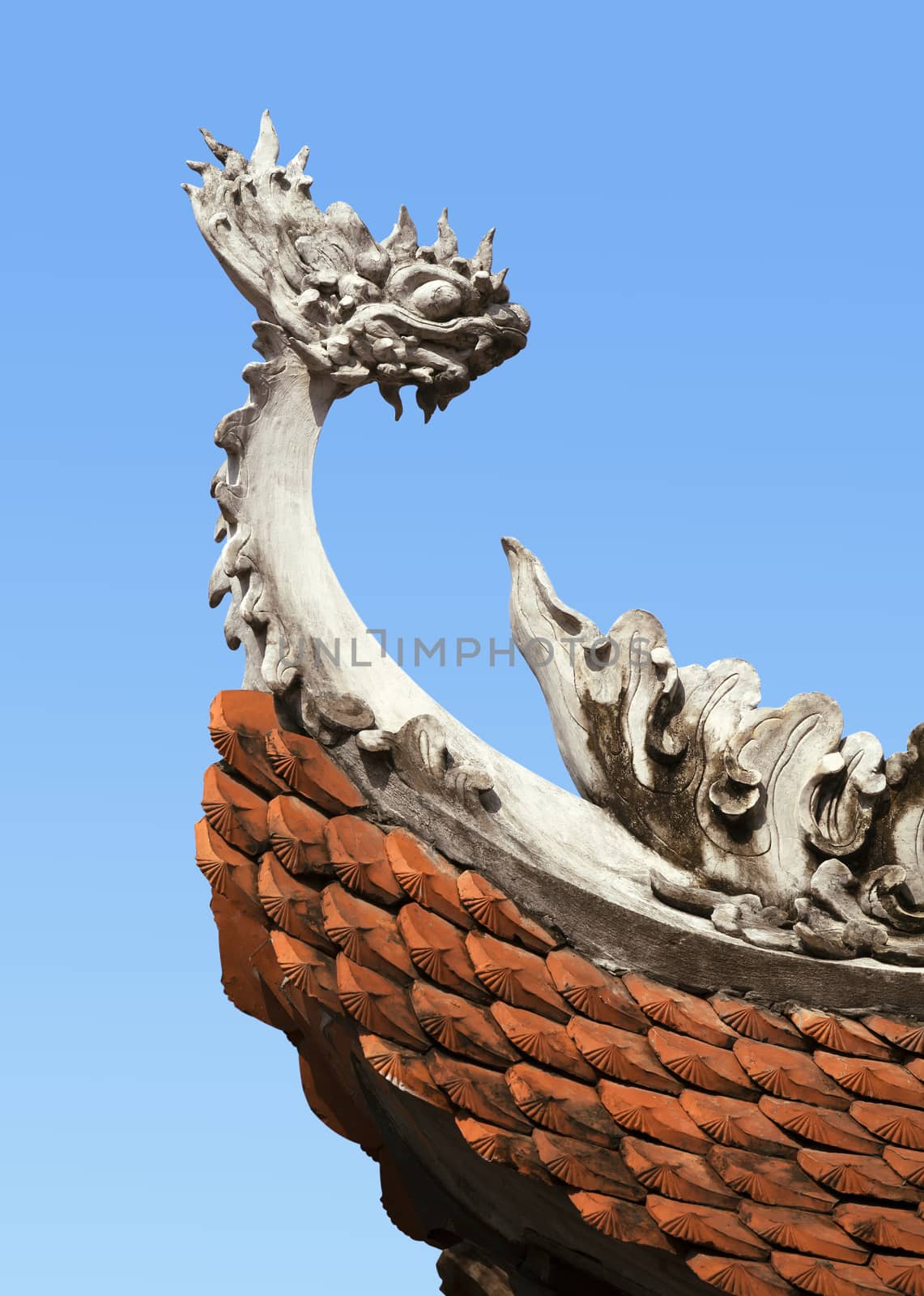 Ceramic decoration on a temple roof in Vietnam