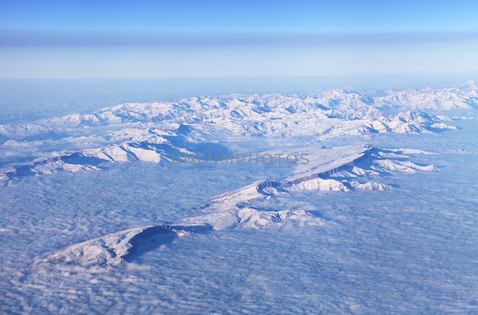 Mountain in Middle East, view from airplane