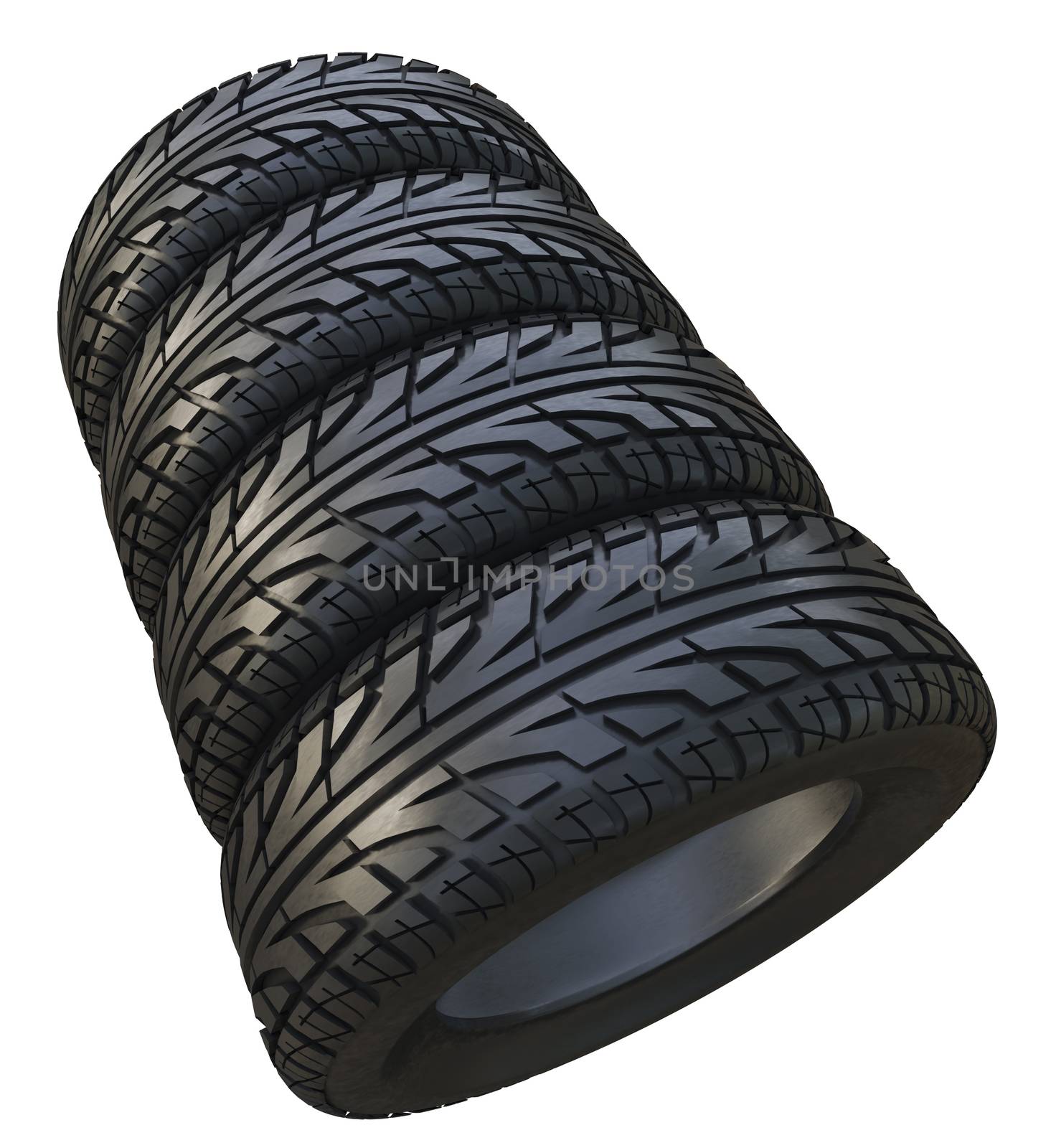 Group black tires, isolated by cherezoff