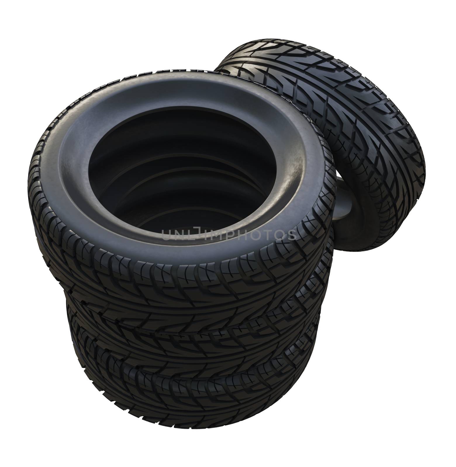 Group black tires, isolated by cherezoff