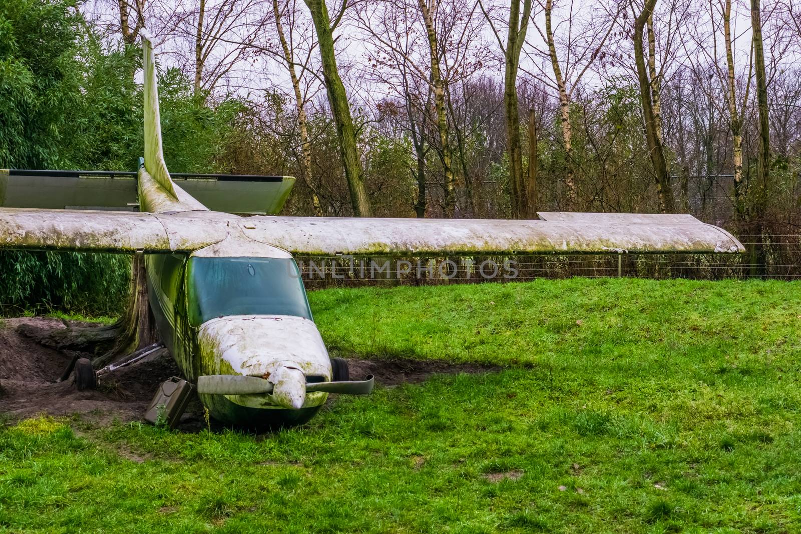 Old vintage airplane used as a decoration, old air transportation vehicle by charlottebleijenberg