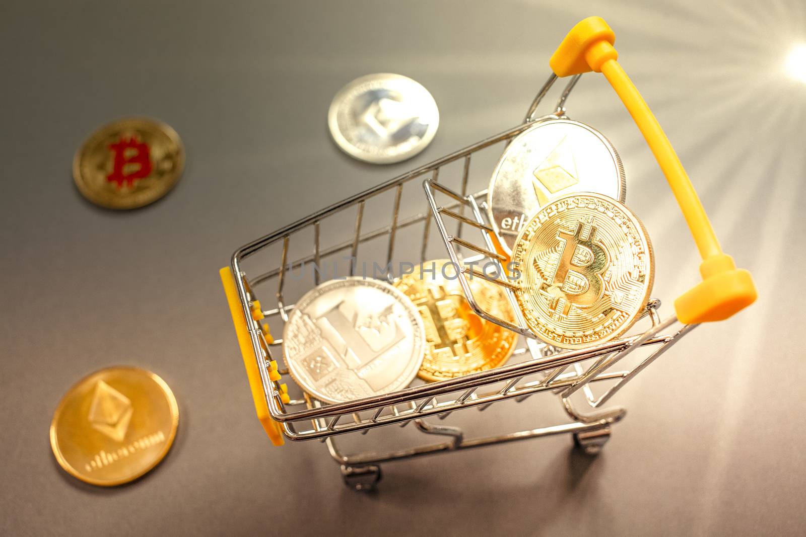 cryptocurrencies and shopping cart -  bitcoin, litecoin, ethereu by melis