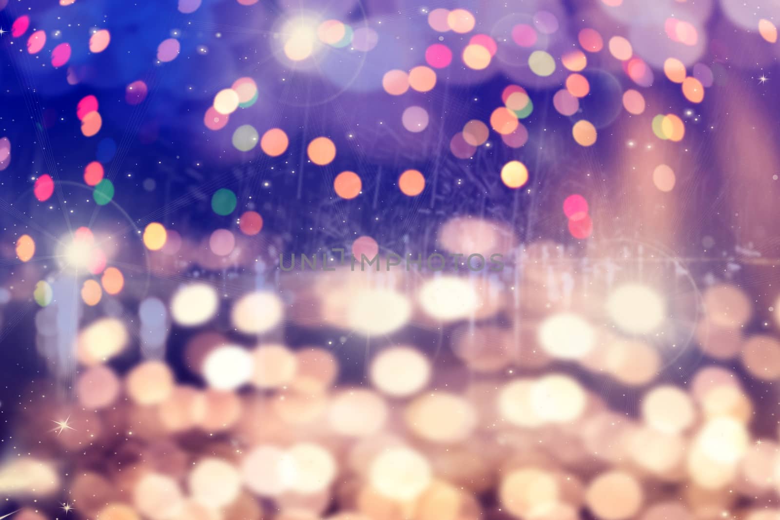 magic holiday background with blurred bokeh of Christmas lihjts