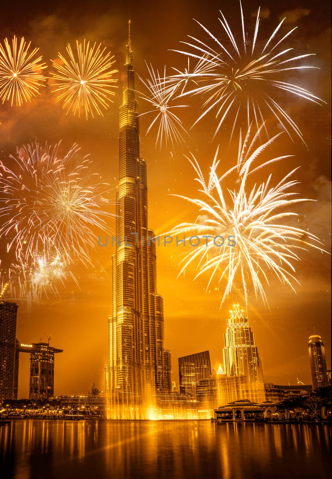 fireworks around Burj Khalifa - exotic New Year destination, Dub by melis