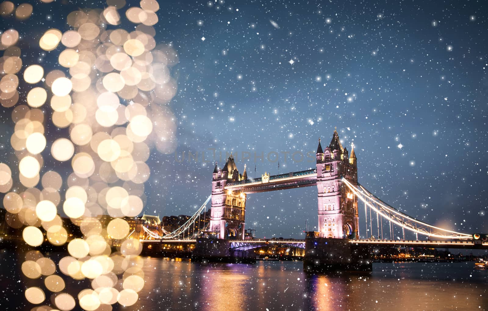 snowing in London, UK - winterholidays  in the city by melis