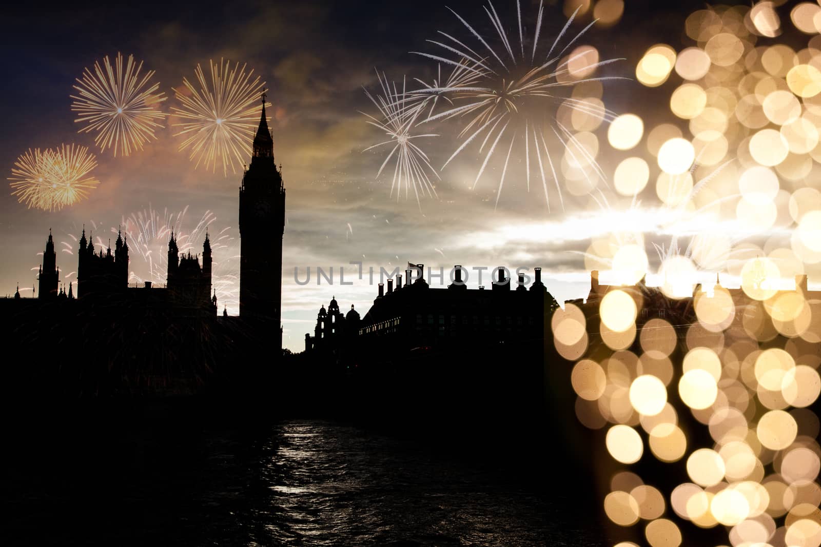 big ben with fireworks  celebration of the New Year in London  U by melis