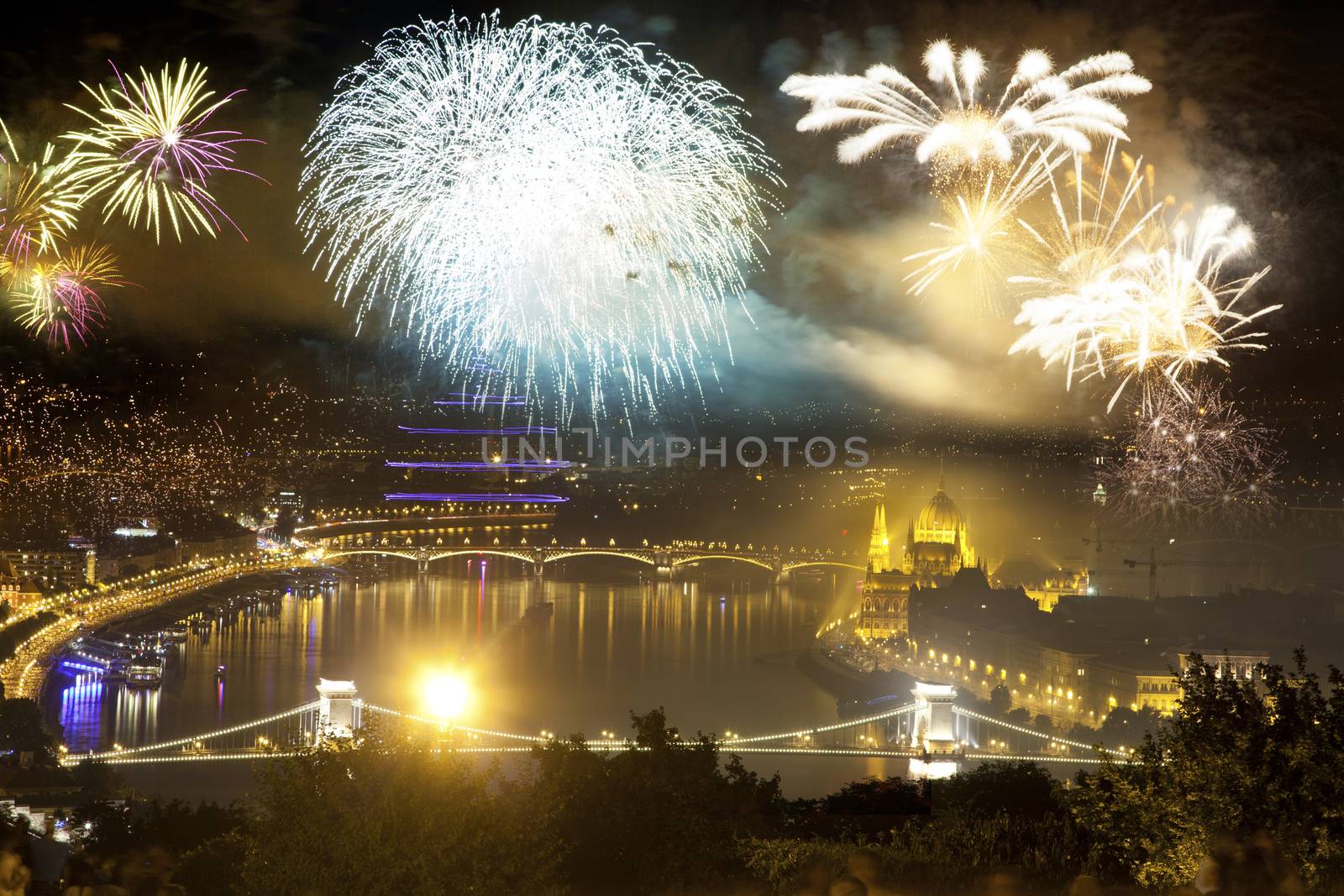 fireworks around Hungarian parliament-  New Year destination, Bu by melis