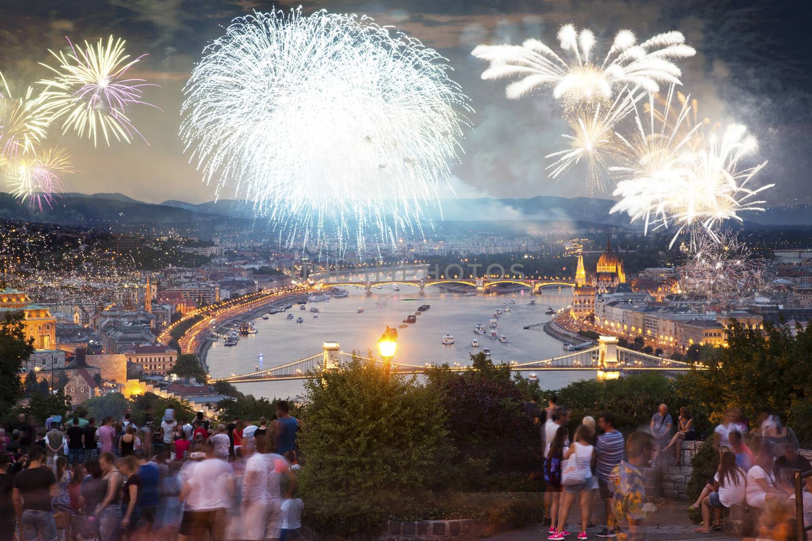fireworks around Hungarian parliament-  New Year destination, Bu by melis