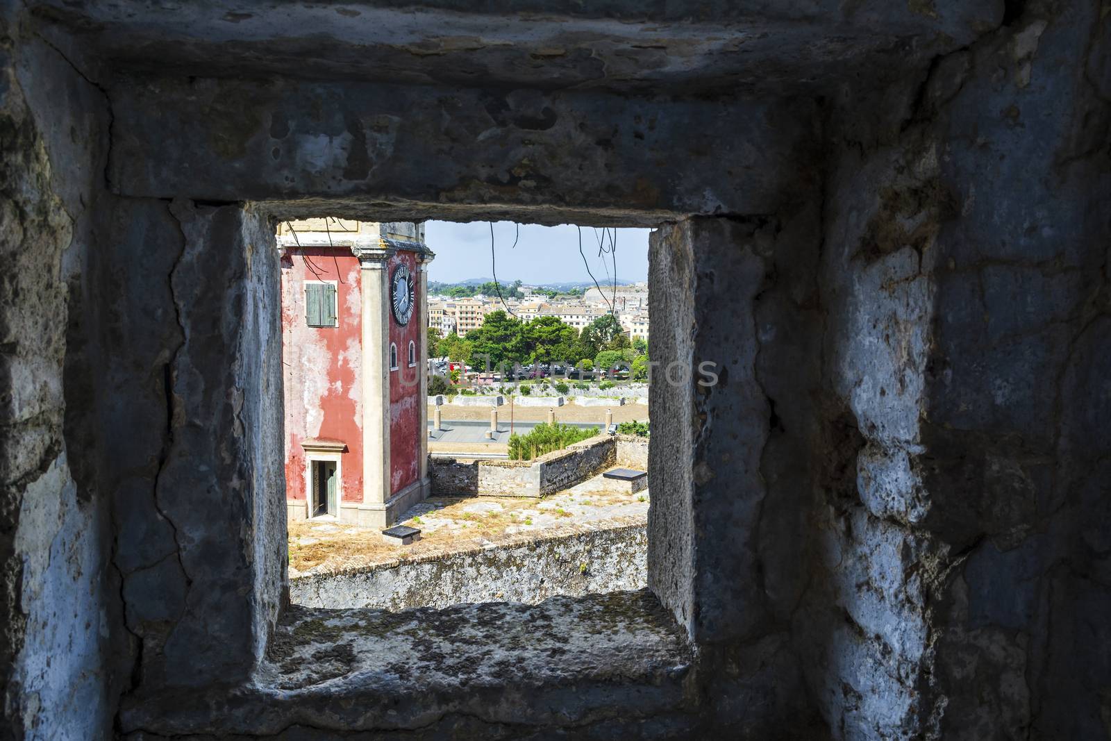 A picturesque view of the city of Corfu from the fortress of the Corfu town in Greece.