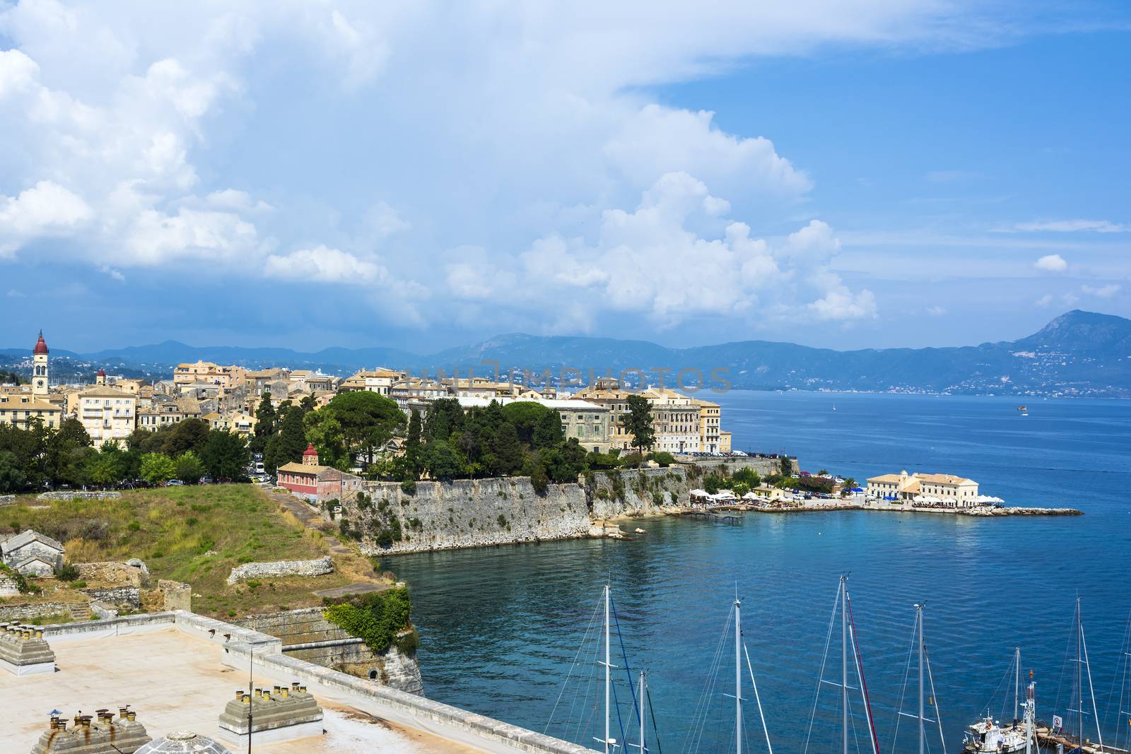 A picturesque view of the city of Corfu from the fortress of the Corfu town. Greece. by ankarb