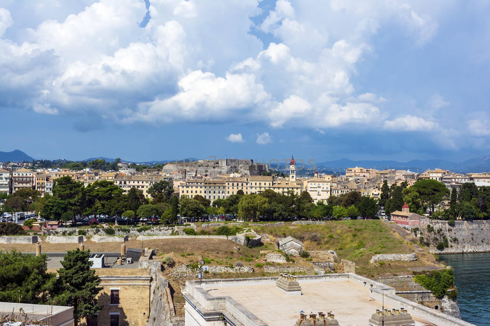 A picturesque view of the city of Corfu from the fortress of the Corfu town. Greece. by ankarb
