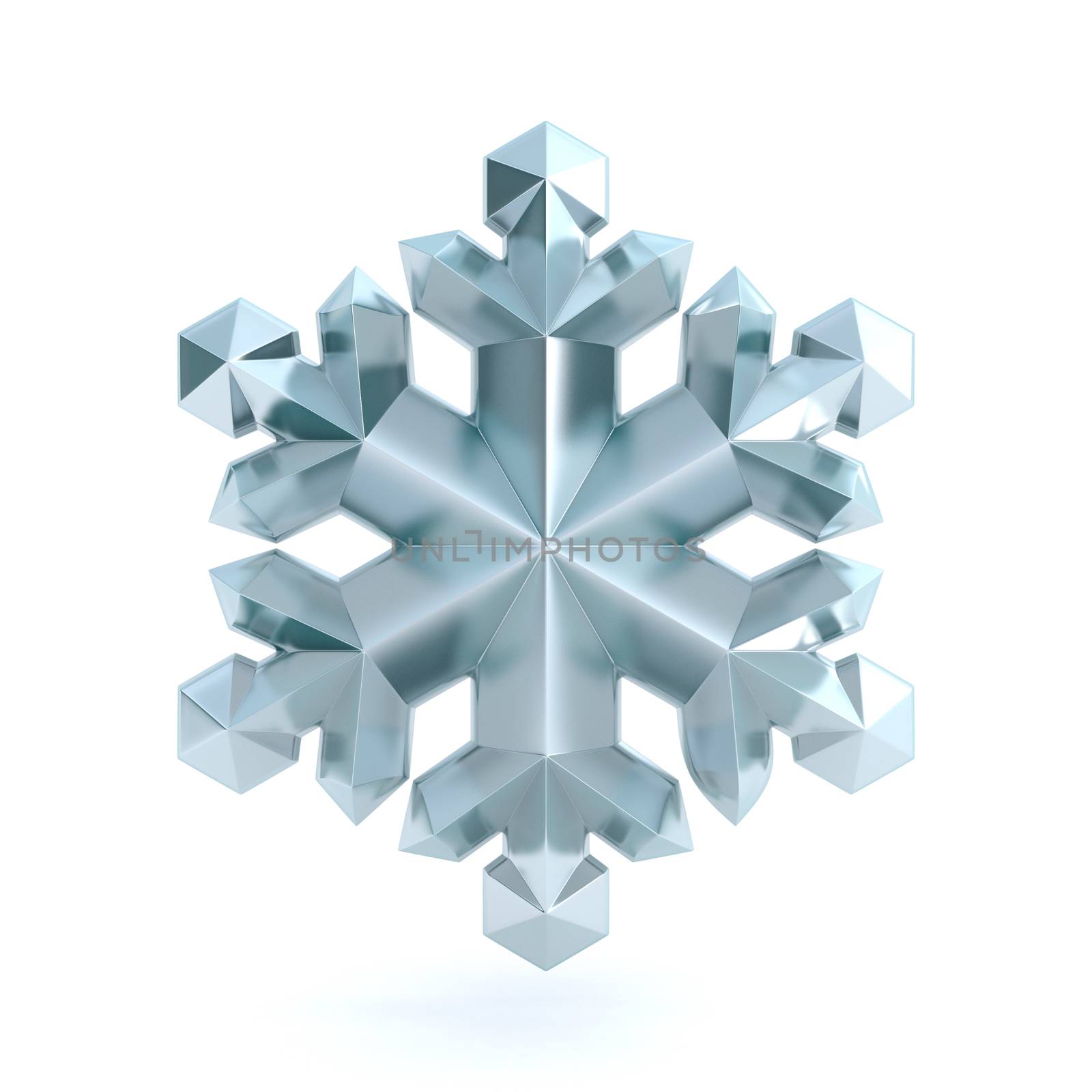 Snowflake 3D render illustration isolated on white background