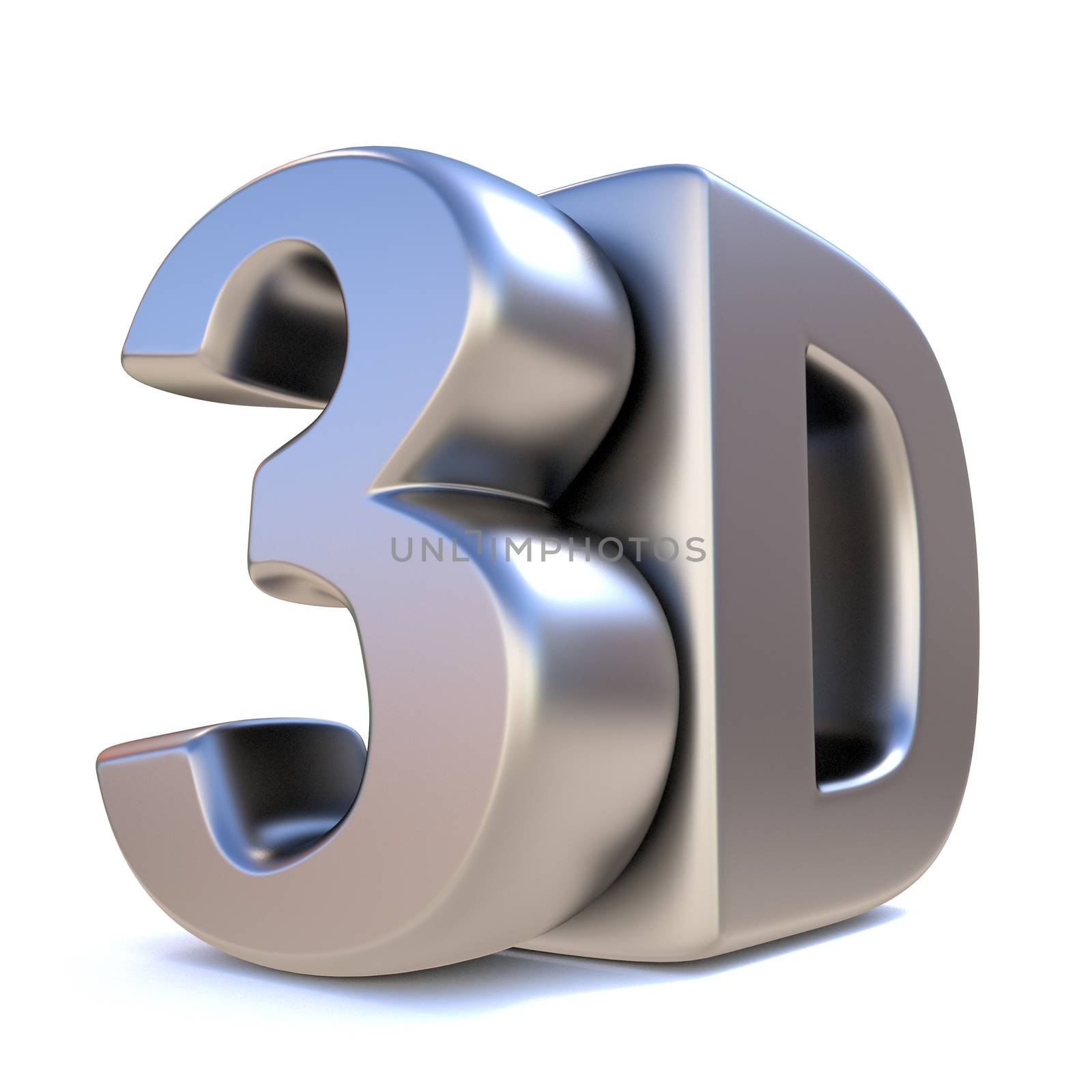 Shiny metallic word 3D render illustration isolated on white background