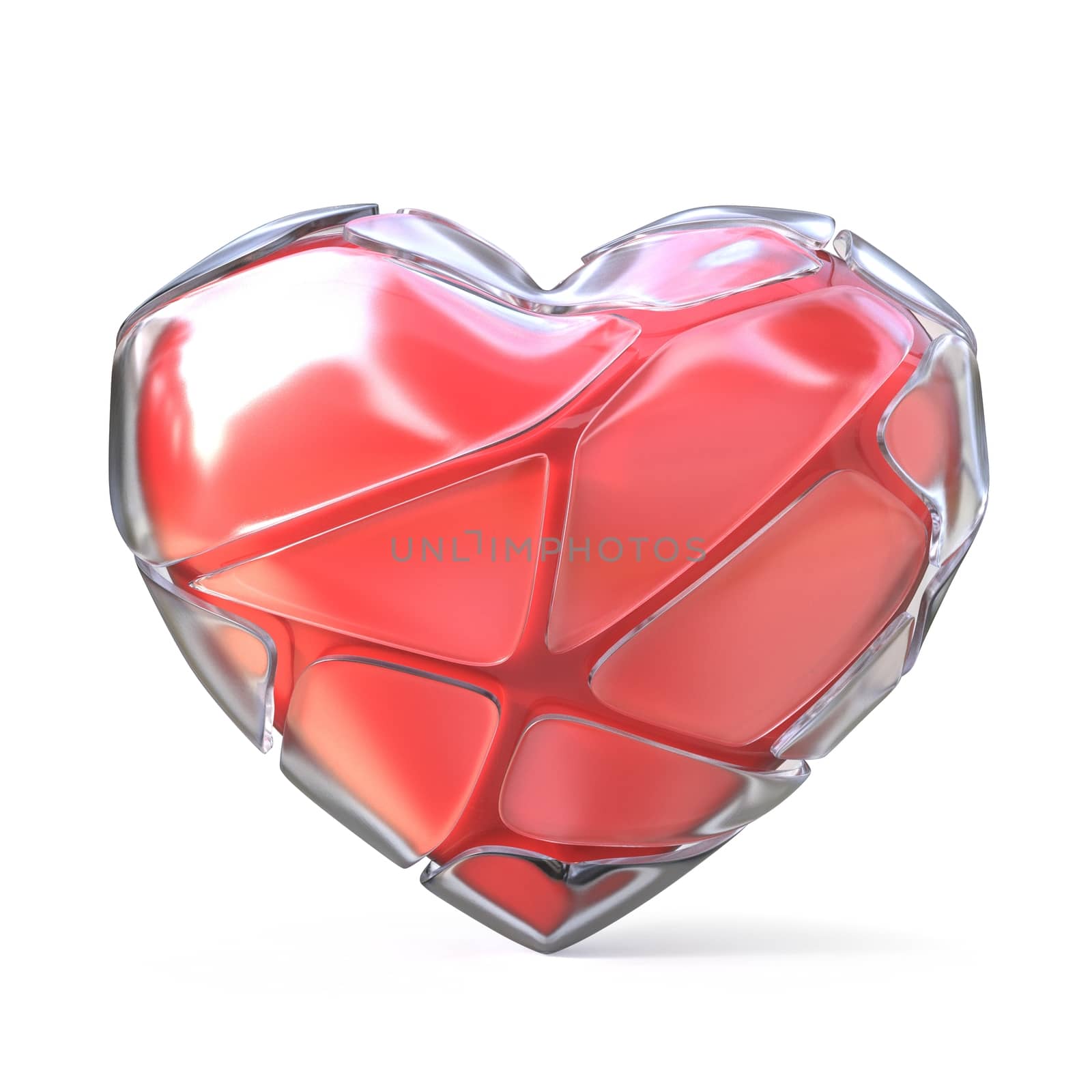 Red heart with broken iced shell. 3D by djmilic