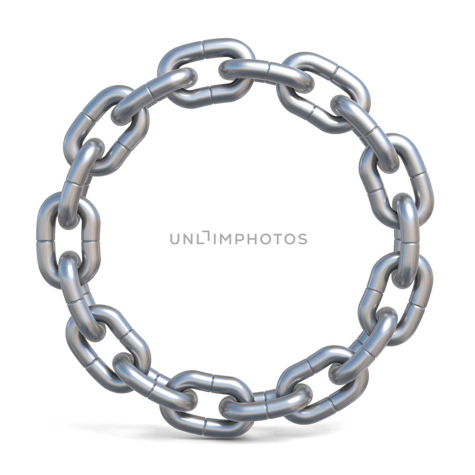 Circle chain 3D render illustration isolated on white background