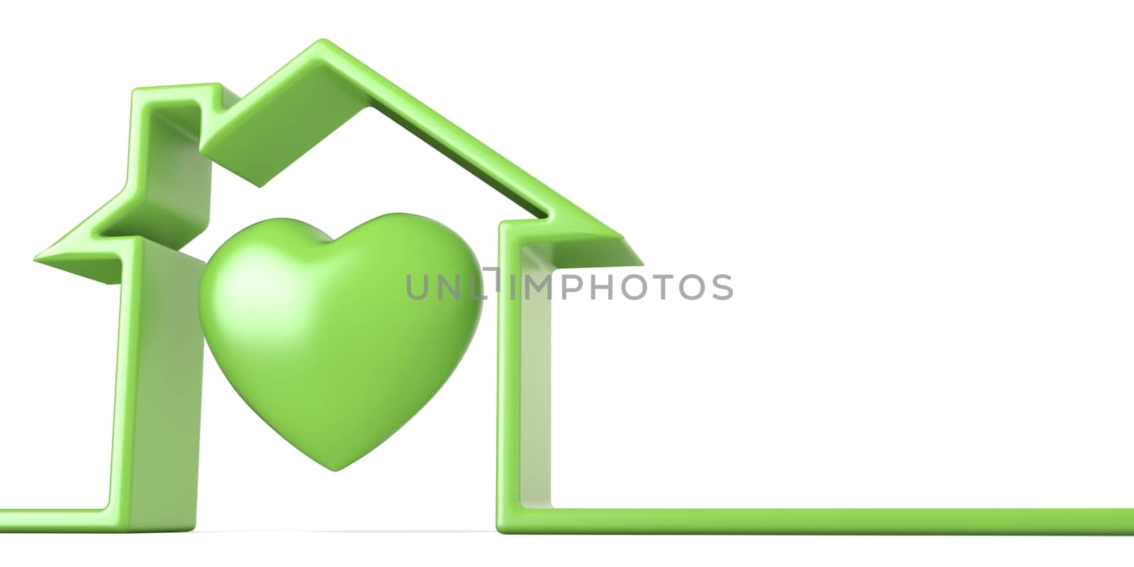 Heart in house made of green line 3D by djmilic