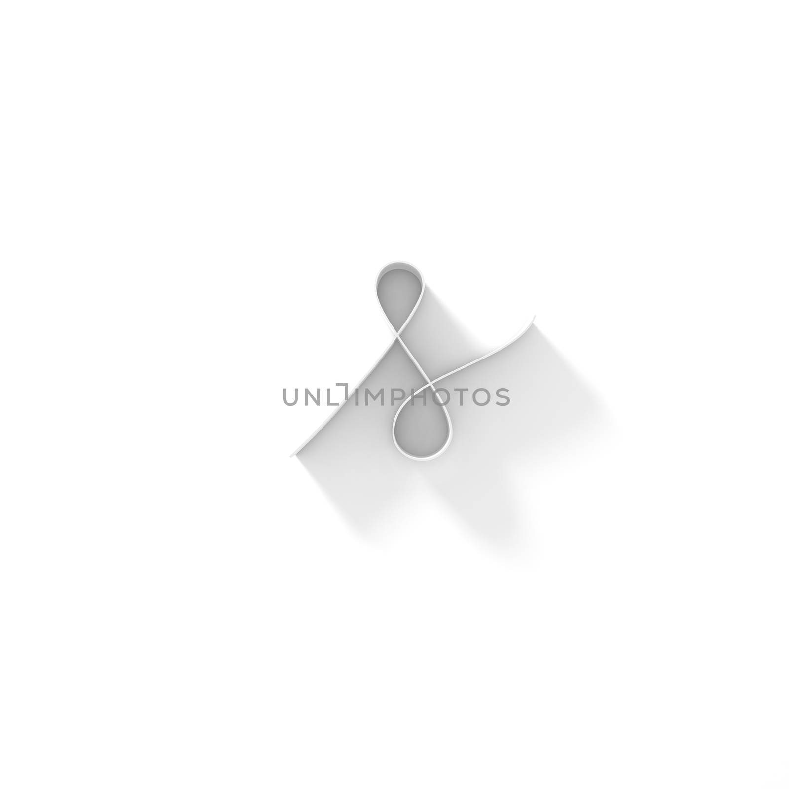 Long shadow handwritten font LETTER S 3D render illustration isolated on white background