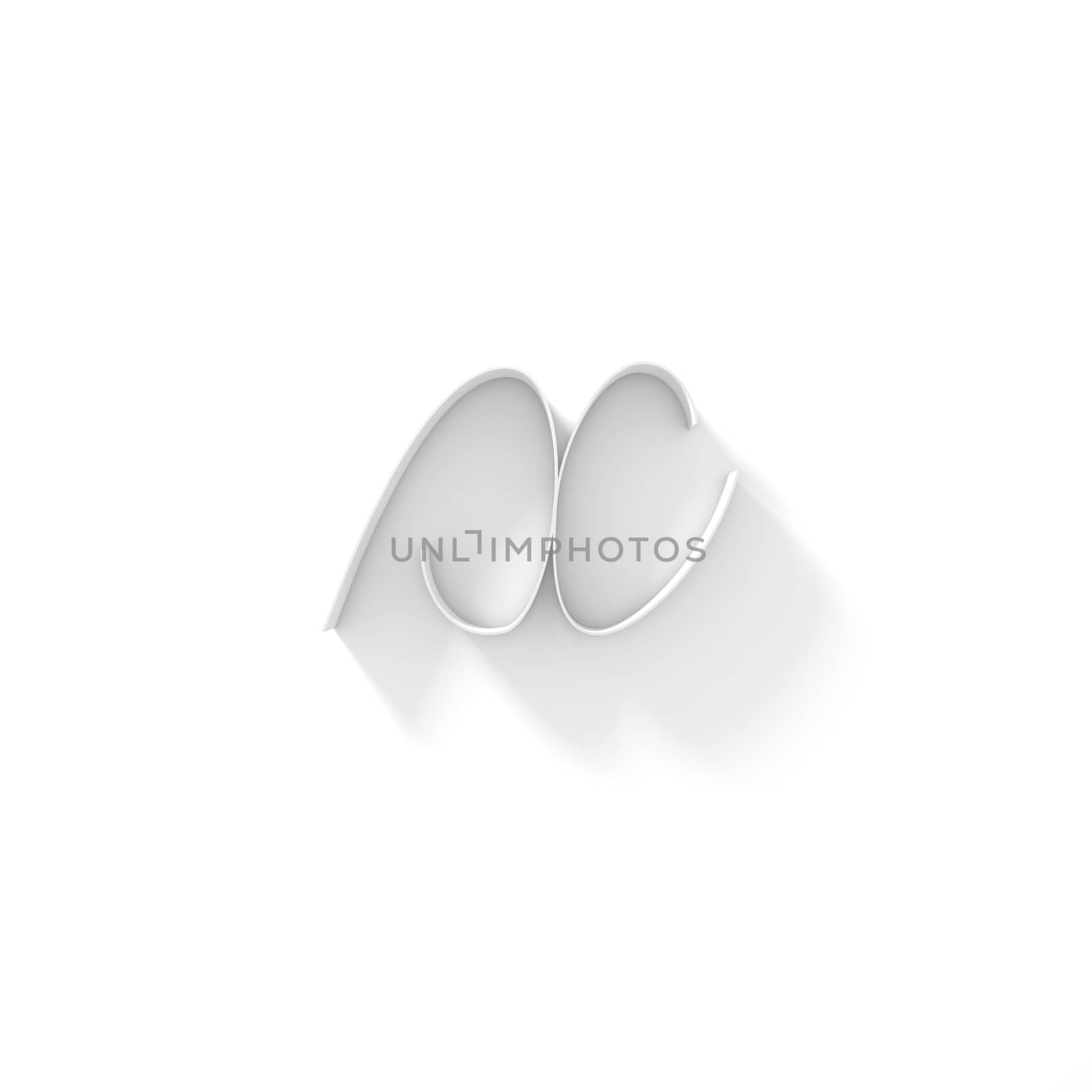 Long shadow handwritten font LETTER X 3D render illustration isolated on white background