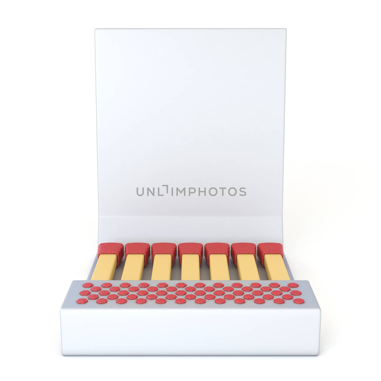 White cardboard matcbook Front view 3D render illustration isolated on white background