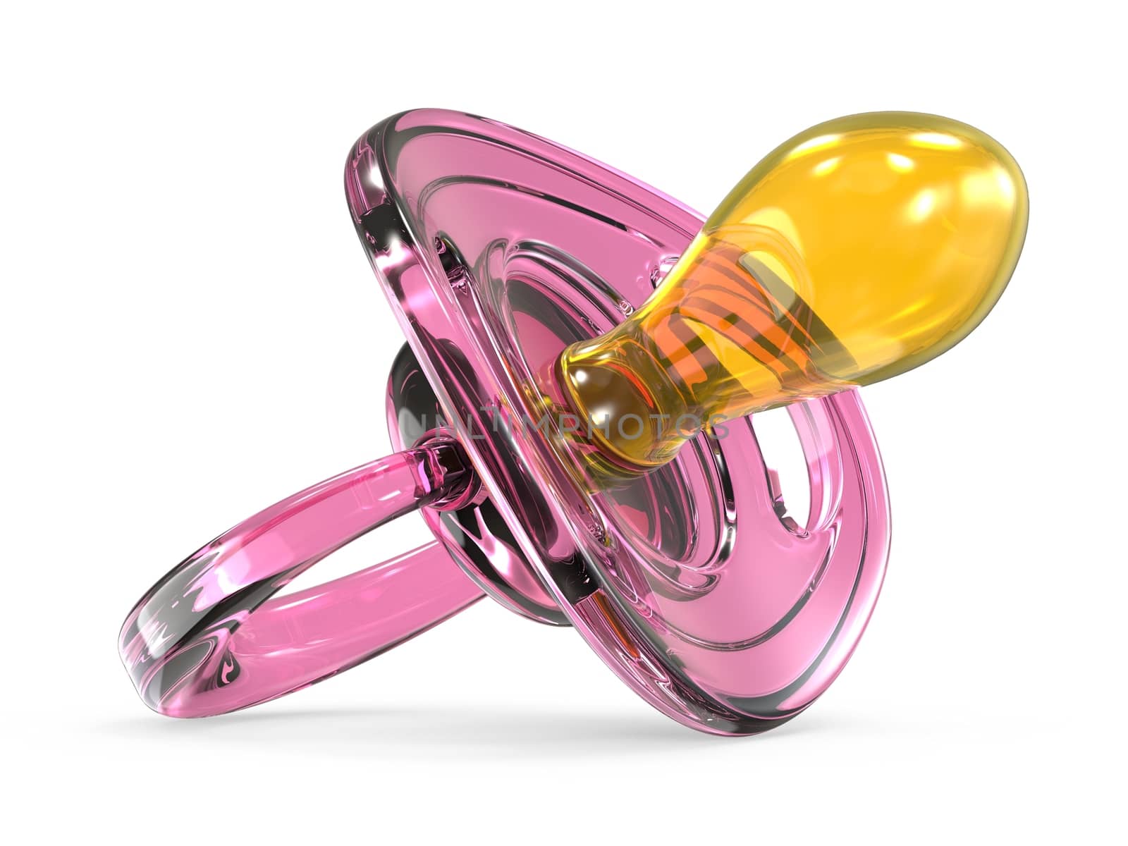Pink baby dummy 3D render illustration isolated on white background