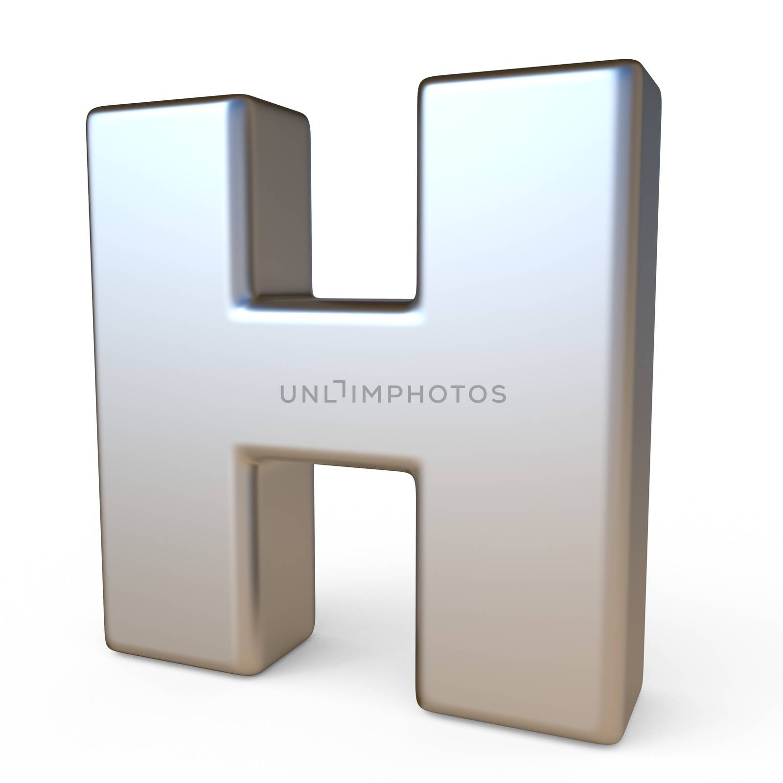 Metal font LETTER H 3D render illustration isolated on white background