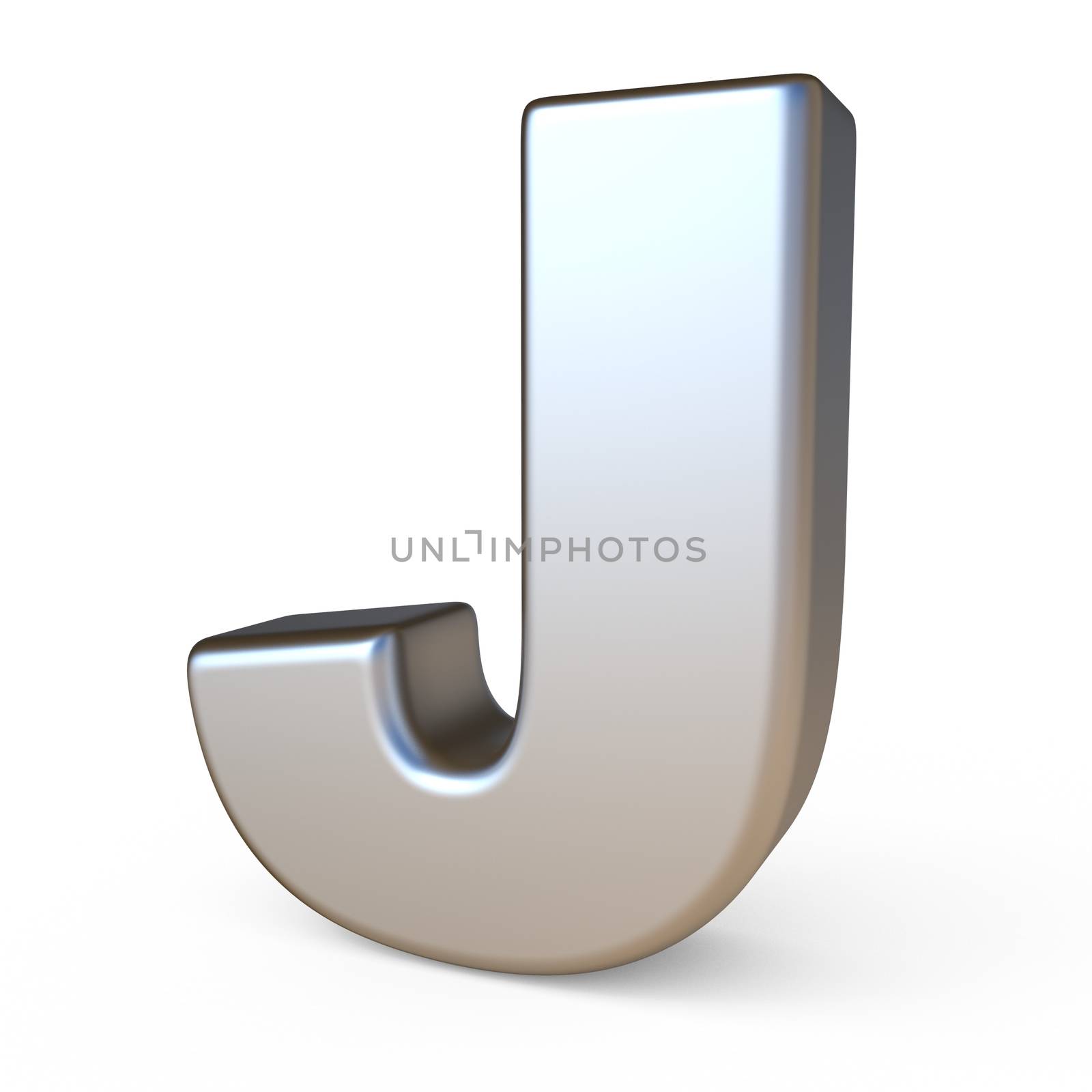 Metal font LETTER J 3D render illustration isolated on white background