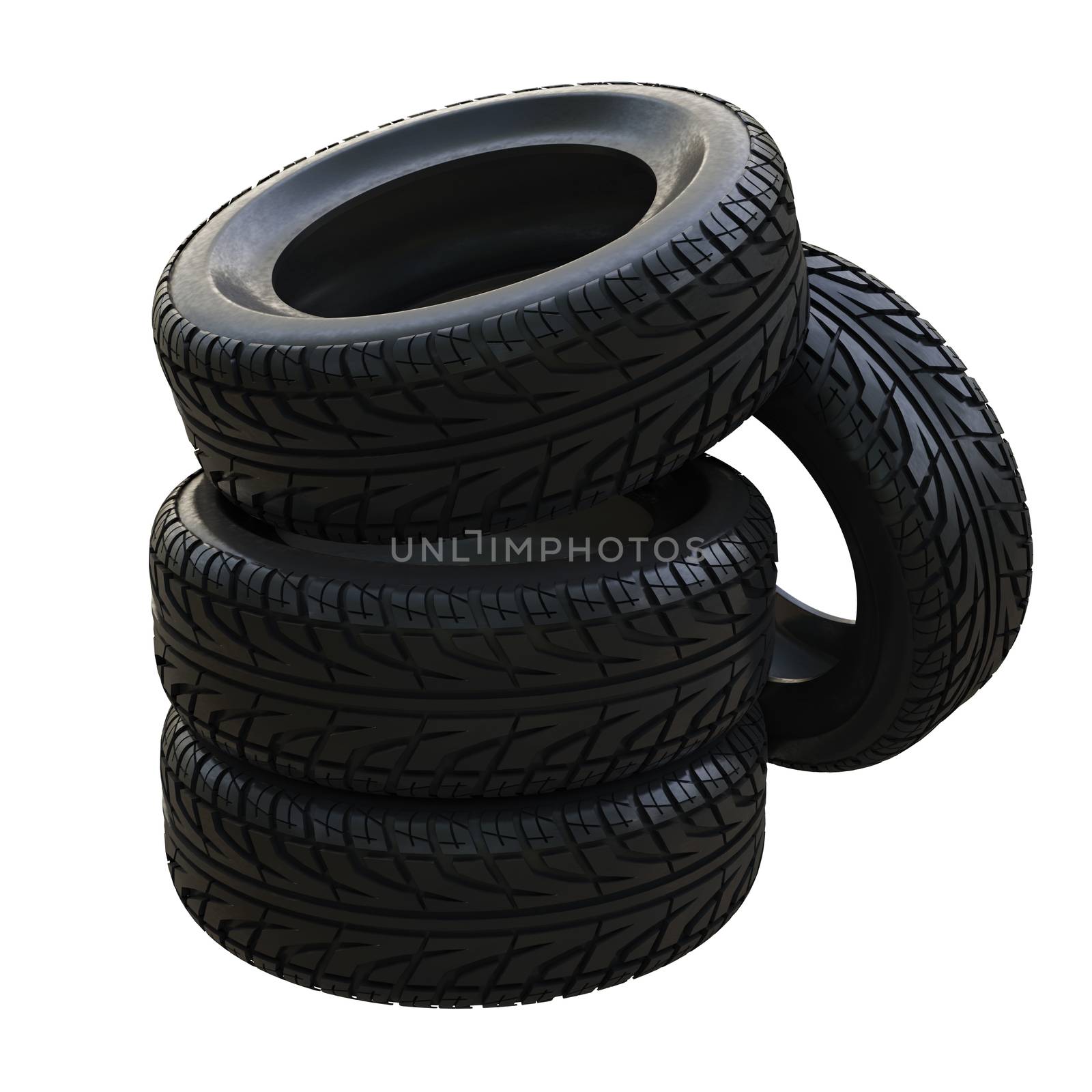 Group black tires, isolated by cherezoff